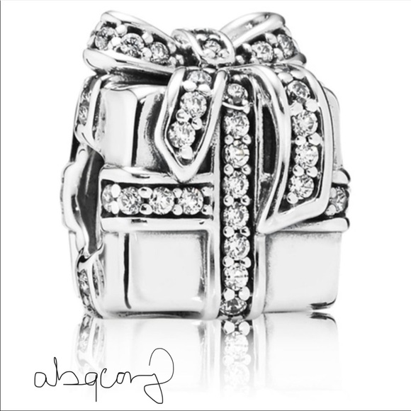 EUC Pandora 791400CZ Sterling Silver Sparkling Surprise Present Bead w/ Clear CZ